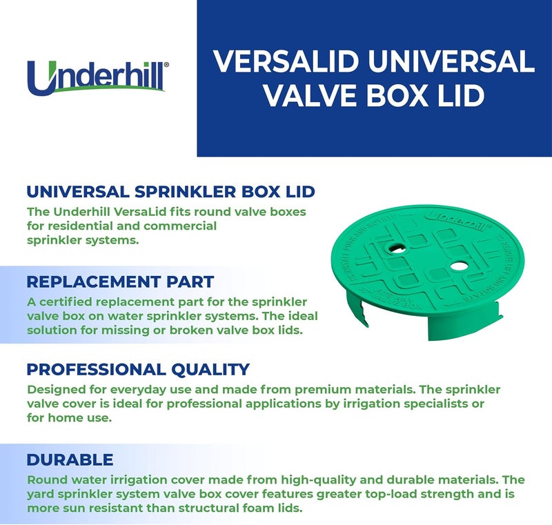 Underhill Sprinkler Valve Round Box Lid, VersaLid 10 Inch Universal Cover for Automatic Irrigation System, Green, VL-10 - Image 3